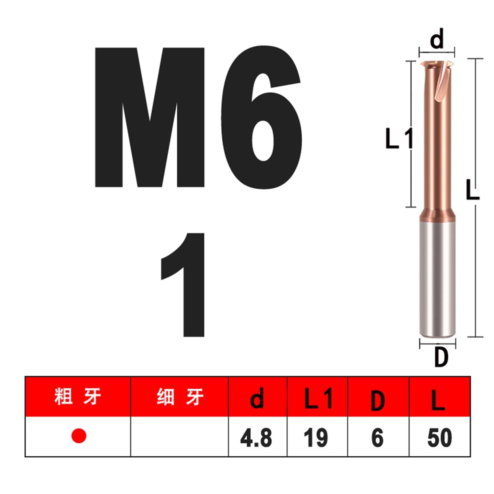 Wolframkarbid-Einzelzahn-Spiralfräser 3 Schneiden 4 Klingen CNC-Werkzeug Gewindefräser Fräser M3 M4 M5 M6 M8 M10(M6X1)