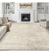 8x10 Area Rugs Living Room: Washable Large Neutral Beige Rug Abstract Soft Modern Stain Resistant...