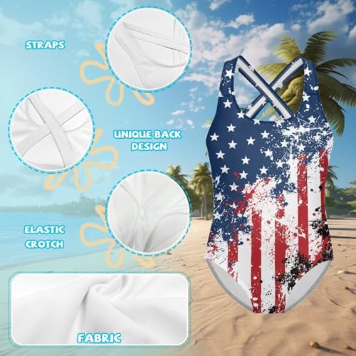 YEXIATODO UPF 50+ Girls One-Piece Swimsuit Quick Dry Kids Bathing Suit Age 5-14 Sun Protection for Beach & Pool3