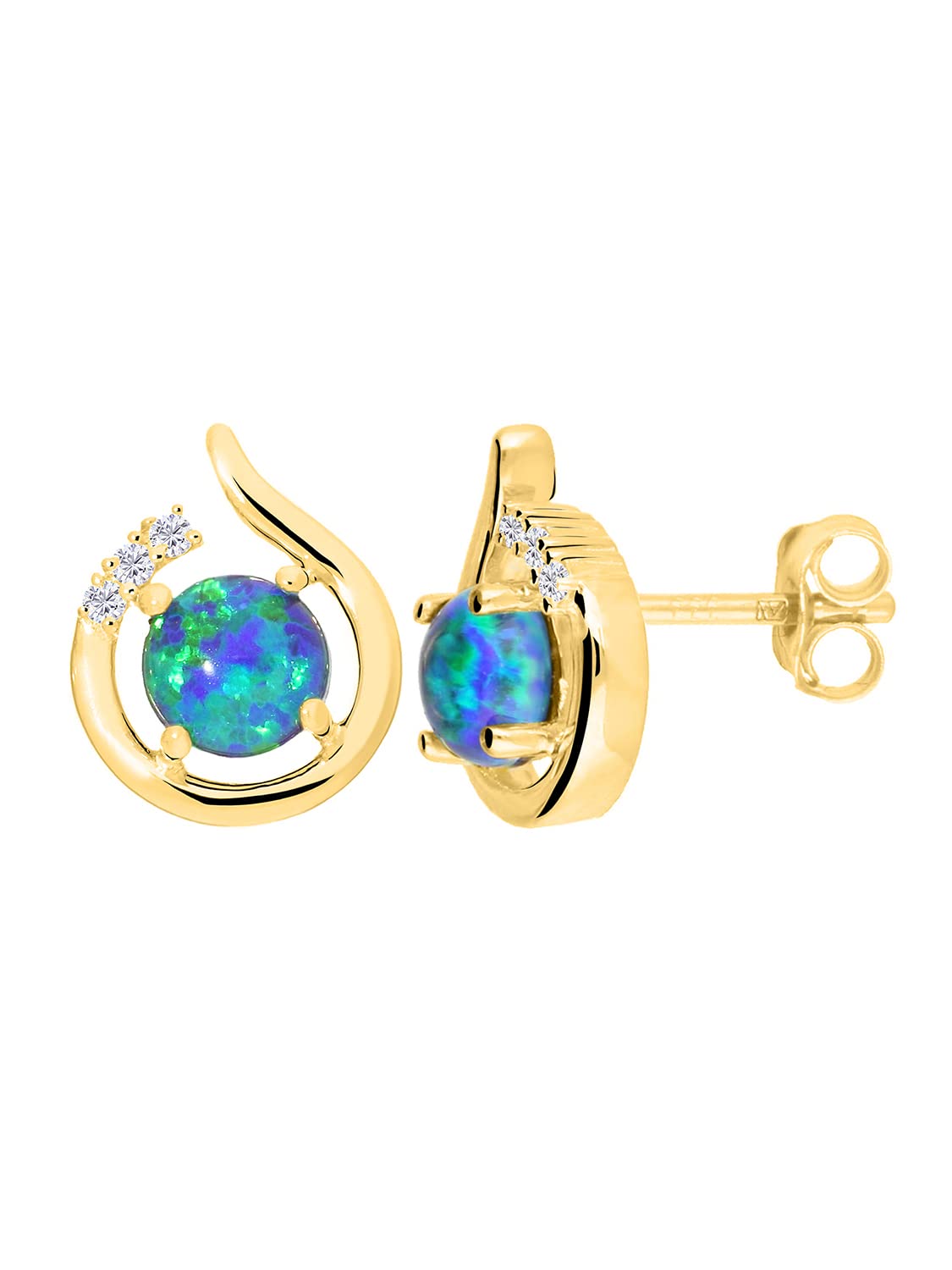 My Gold Damen Ohrringe Gold 333 Mit Opal Echtes Gelbgold (8 Karat) Damenohrringe Edelsteinohrringe Oplaohrringe 11 x 5 mm Sala