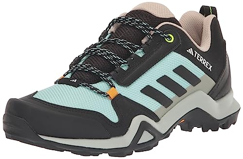 adidas Women's Terrex AX3 Sneaker, Semi Flash Aqua/Core Black/Preloved Yellow, 10
