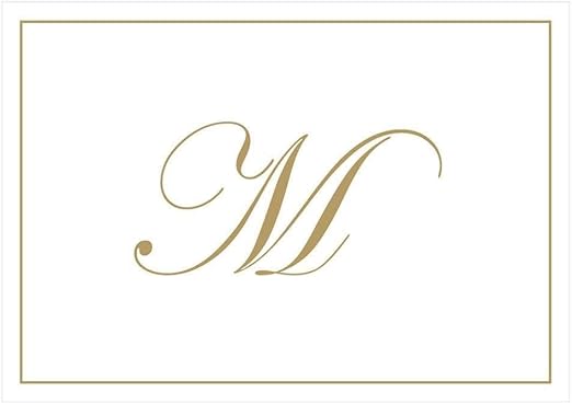 Caspari Gold Embossed Initials Boxed Note Cards in Letter M, 8 Cards & Envelopes
