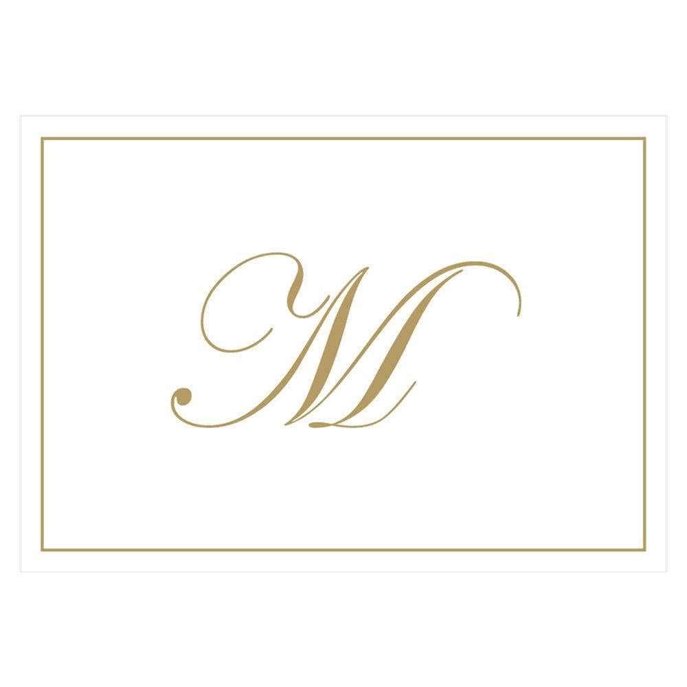 Caspari Gold Embossed Initials Boxed Note Cards in Letter M, 8 Cards &amp; Envelopes