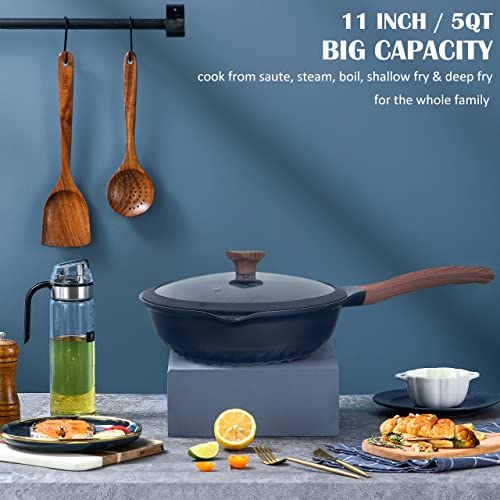 Vinchef 11INCHES Nonstick Deep Frying Pan Skillet With Lid, 11In/5Qt Saute Pan, German 3C+ Ceramic Coating Technology thumb #4