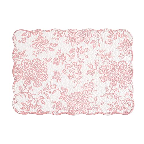 Image of Thea Vintage Pink Flowers 100% Cotton Set of 6 Placemats, 13 inch x 19 inch