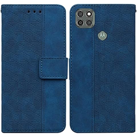 XFDSFDL® Protective Cover for Motorola Moto G9 Power (6.8 Inch) PU Leather Flip Case Geometry Pattern with Built Stand Magnetic Closure Wallet Phone Shell Holster Blue Cover