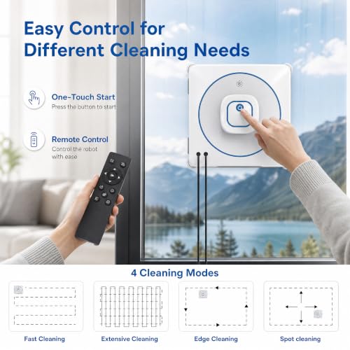 Image of Window Cleaner Robot with 4 Cleaning Modes, 8000Pa Suction Remote Control