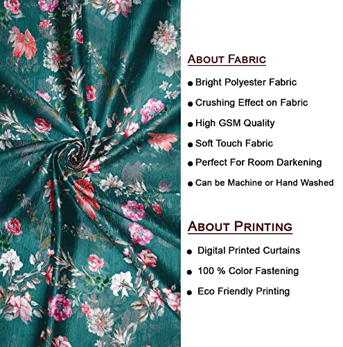Image of Ultimate Trends 270 GSM Premium Room Darkening Curtains with Tie Back and Diamond Eyelets Set of 2 Panels (5 L x 4 W Feet, Rama Green)