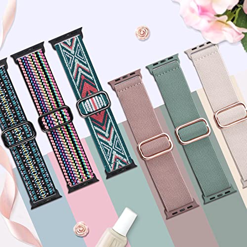 Higgs 6 Pack Stretchy Nylon Strap Compatible with Apple Watch Straps 38mm 40mm 41mm 42mm 44mm 45mm 46mm 49mm - Image 4