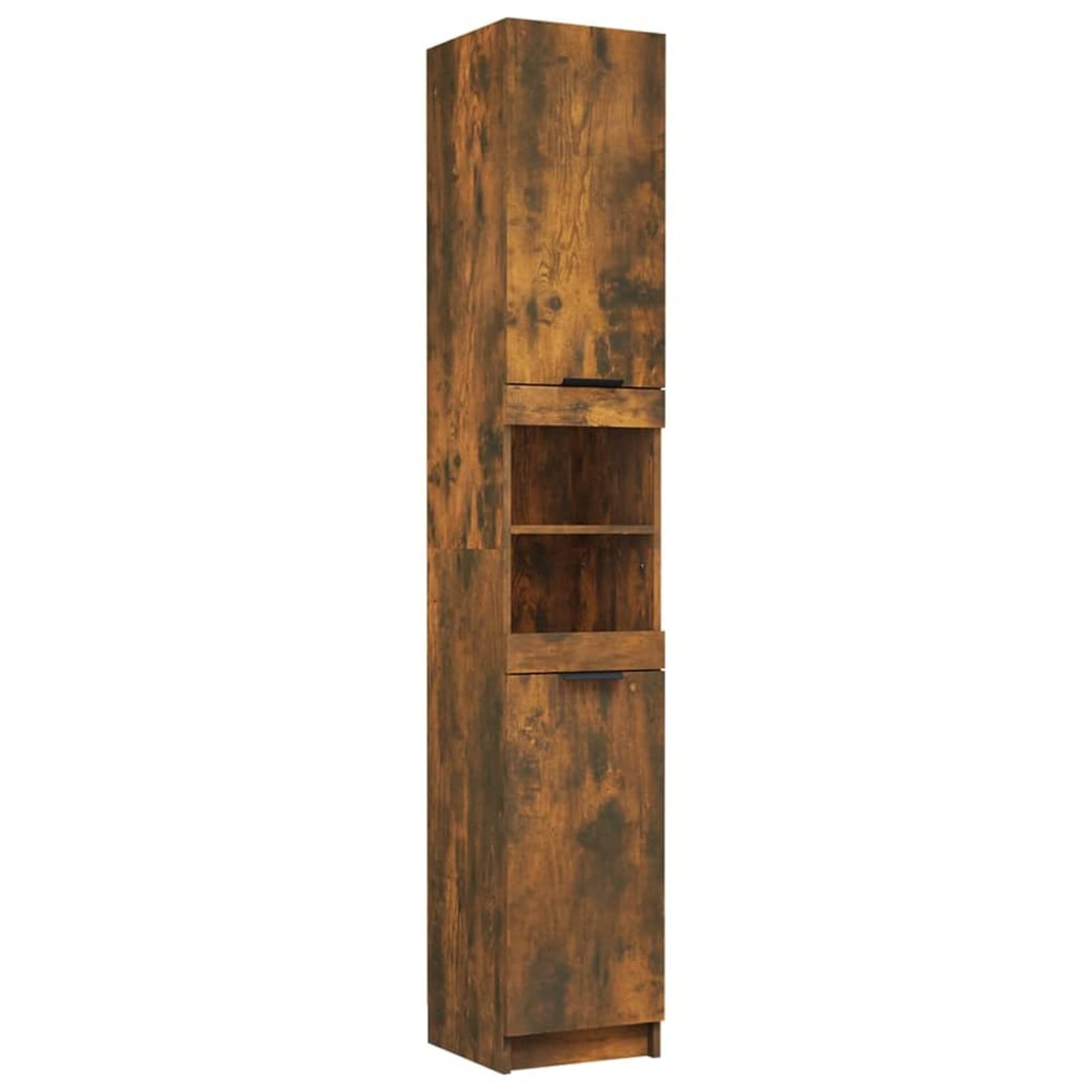 Armario de Baño, Muebles De Baño, Mueble Baño Auxiliar, Columna Baño, Auxiliares para Baños, Mueble Alto Baño,contrachapada Roble Ahumado 32x34x188,5 cm