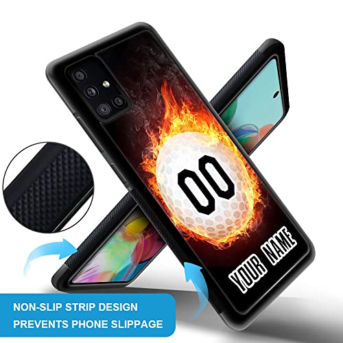 Phone Case For Samsung Galaxy A51 Custom Fire Golf Phone Case Personalize Phone Case With Your Name And Number Design #TOP2
