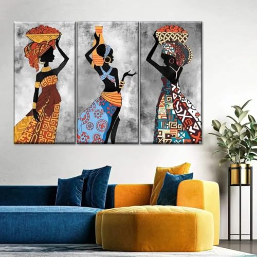 Impression sur toile art abstrait africain triptyque chic peinture ethnique 80x110 - 4