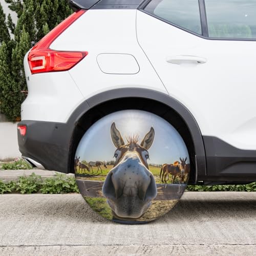 Image of cfpolar Spare Tire Cover Funny Donkey Wheel Covers Protectors Waterproof Dust-Proof Universal Fit Trailer, RV, SUV and Many Vehicle 17 Inch