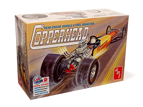 Kit de Modelo AMT Skill 2 Dragster Copperhead de Combustible Doble Motor Trasero 1934 Escala 1:25