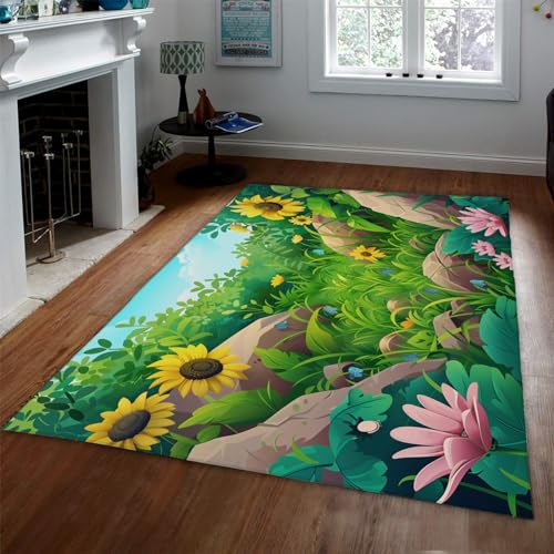 Tapis de fleurs moderne vert pour transformer une chambre froide en nid douillet