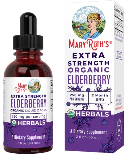 Elderberry | USDA Organic Elderberry Syrup | Black Elderberry Liquid Drops for Immune Support | Extra Strength Sambucus Elderberry for Overall Health | Vegan | Non-GMO | Gluten Free | 2 Fl Oz