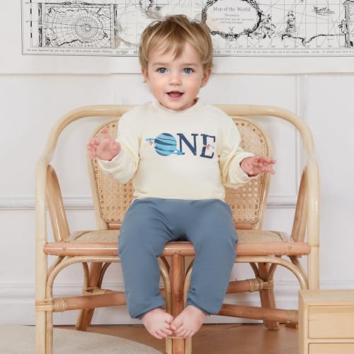 Pudcoco Toddler Baby Boys First Birthday Outfit 1st Birthday Space One Astronaut Sweatshirt and Jogger Pants Set2