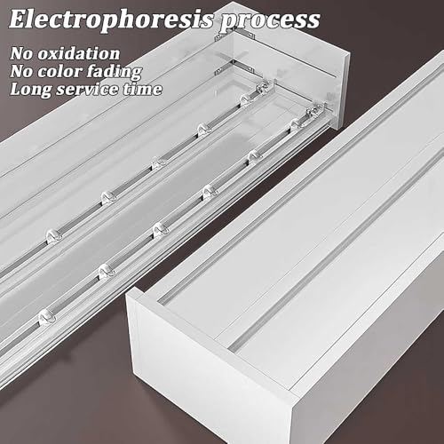 Hochleistungs-Gardinenschienen, zweireihig, geräuschloses System zur Deckenmontage, Verdunkelungsgardinen-Blende mit Doppelschiene zur Decken-/Wandmontage – verstellbare Gardinenschienenabde