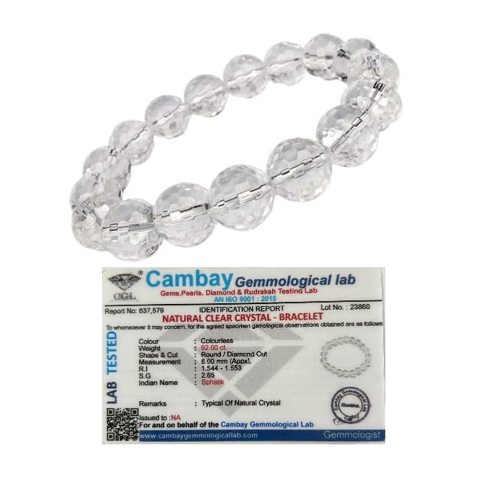 Life Yantraa Clear Quartz Healing Crystal Bracelet for Men & Women | Certified Natural Sphatik | Energized | Diamond Cut (B0D587R1Z5) Amazon Price History, Amazon Price Tracker