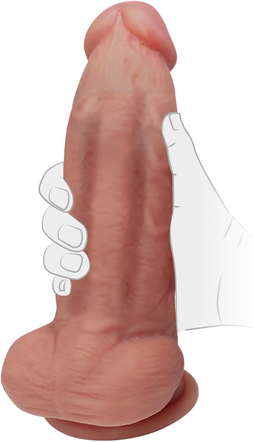 Product image of Sex Toy for Women 7 Inch Realistic Silicone Dildo,Body-Safe Material Strong Suction Cup Ultra Soft Lifelike Thick Anal Dildo for Men G spot Stimulator with Curved Shaft and Balls Throat Trainer