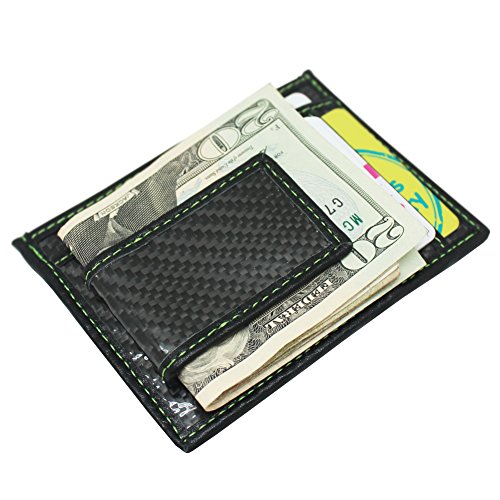 Boshiho Mens Carbon Fiber Money Clip Wallet Matte RFID Blocking Card Case Holder (ID-Black)
