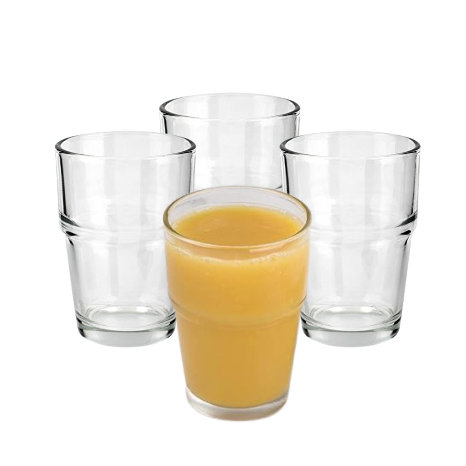 HOMESHOPA Stackable Drinking Glass, 170ml Crystal Clear Small Tumbler, Drinking Glasses for Water, Beverages & Cocktails, Transparent Glassware for Home, Kitchen & Parties, Dishwasher Safe (4)