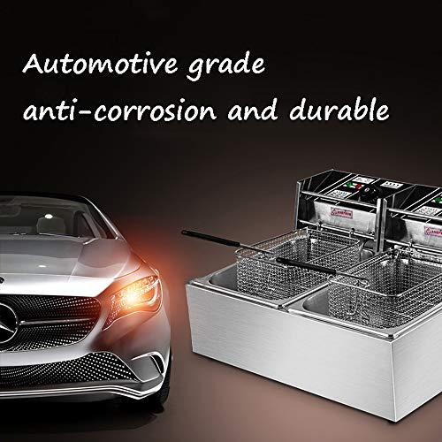 ZLYD Doppel Friteuse Elektro Edelstahl Fritteuse Maschine mit Frittierkörben, 5.5×2 Liter, 2500×2 Watt, Commercial… – Bild 3