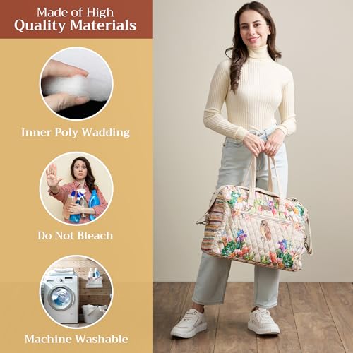 Maison d' Hermine Weekender Bags for Women Cotton Quilted Duffel Overnight Luggage Weekend Bag for Men Gym Sports Gifts Travel Business Travellers Family Trip3