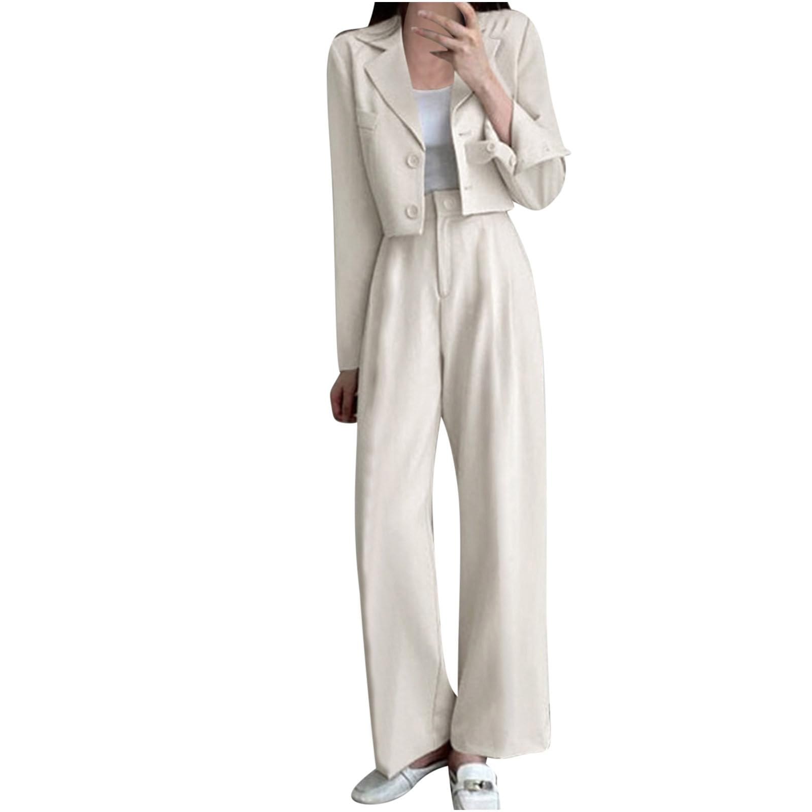 Tailleur Pantalone Donna 2 Pezzi Elegante – Giacca E Pantalone Morbido Cotone-Spandex Per Ufficio