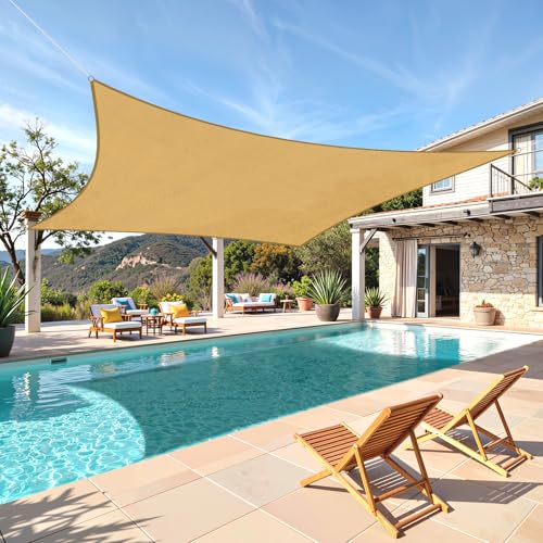 TasticTotes Rectangle Sun Shade Sail, 95% UV Blockage, 10' x 13', Yellow