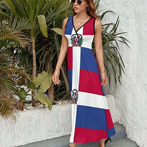 TAIZIYEAH Sleeveless Dress Elegant Casual Long Dress Dominican Flag Girls Summer Sunshine Beach Skirts for Womens L2