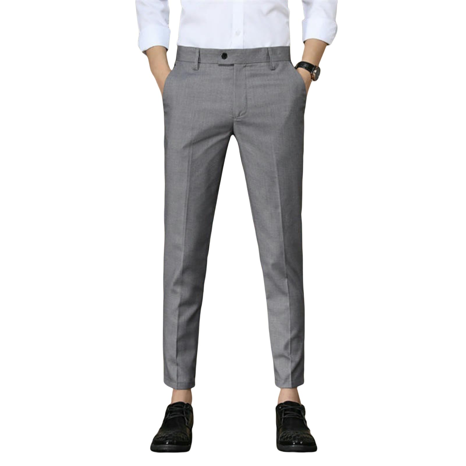 Pantaloni casual da uomo per primavera estate senza pieghe drappeggio affusolato Business Slim Fit Nine-Tenths