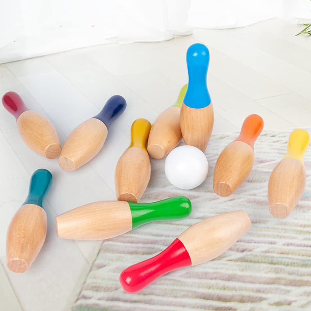Juego de bolos de césped, patio trasero con 10 pines, 3 bolas y bolsa de malla para niños adultos interiores exteriores