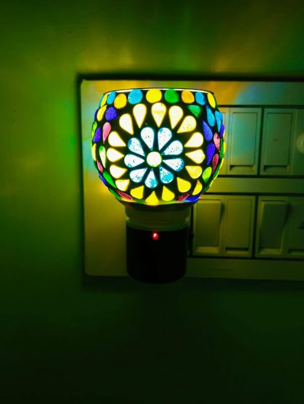 DHARTI MART Ceramic Kapur Dani Electrical Camphor Diffuser Home Fragrance Aroma Glass Kapoor Dani Night Lamp (Pcs-1, 7-Design)