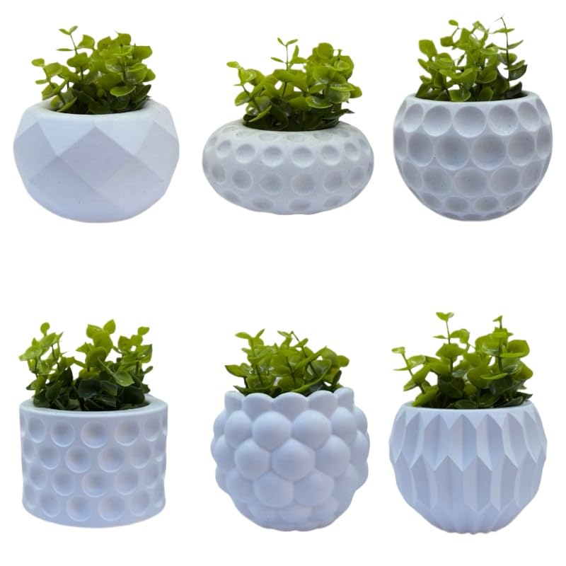 Kit 6 vasos decorativos com plantas artificiais inclusas para decora&ccedil;&atilde;o sala quarto banheiro...