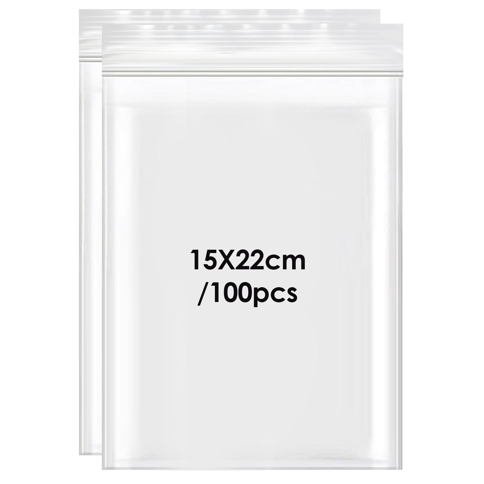 100 Resealable Plastic Bags, 15x22 cm Small Clear Grip Seal Transparent