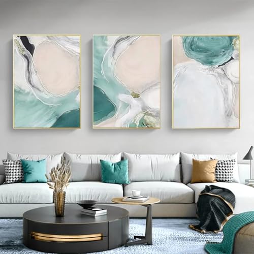 Peinture toile paysage marin abstrait 3 panneaux décoration murale salon