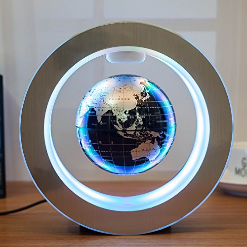 Yanghx Floating Globe World Map 4Inch Rotating Magnetic Mysteriously Suspended In Air World Map Home Decoration Crafts Fashion Holiday Gifts (Black) #TOP1