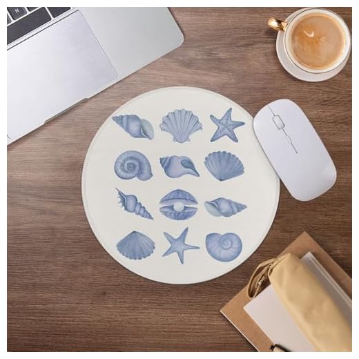 Coastal Seashells Mouse Pad,Ocean Beachly Sea Shells Mousepad for Desk Home Office Dorm Computers Laptop Accessories,7.9x7.9 Inch