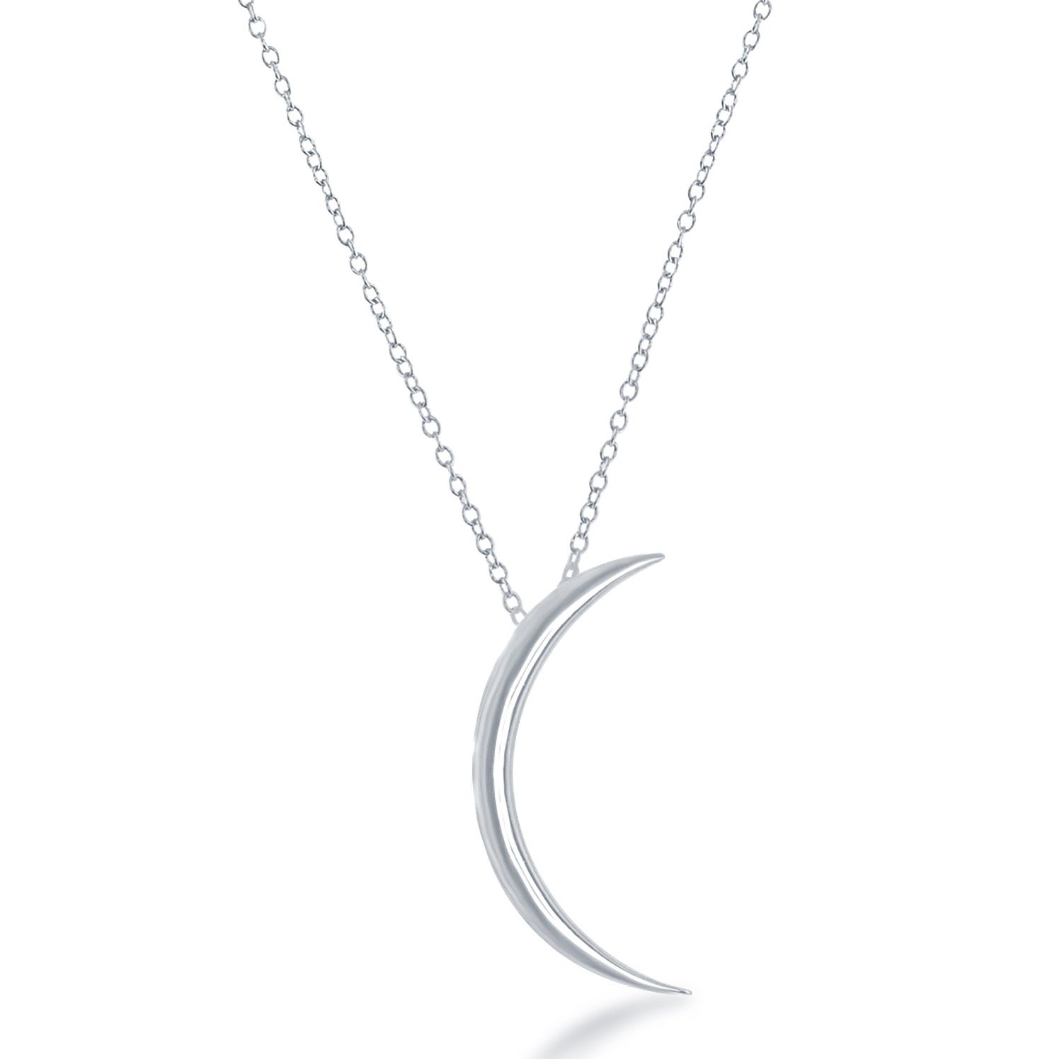 Sterling Silver Crescent Moon Necklace for Women - 14k Gold Plated Silver Half Moon Necklace for Women - Moon Pendant Necklace