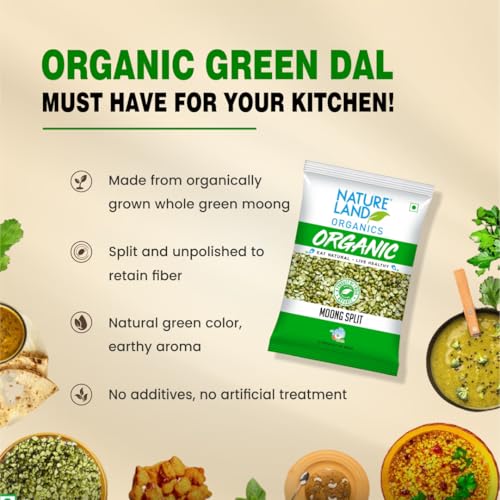 Image of Natureland Organics Moong Chilka /Split 1 Kg - Organic Healthy Pulses (Pack of 2)