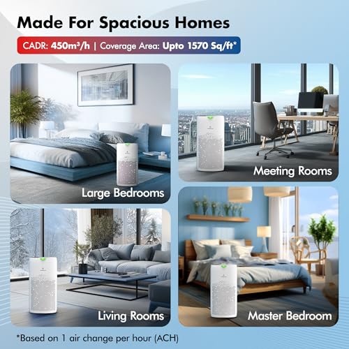 Image of Pure Air PA5 Wozoyo Air Purifier for Home & Office, 4-in-1 filter, Pre Filter,Anti-Bacterial,H13 HEPA,Activated Carbon,Covers 1570ft,Removes 99.99% PM2.5 PM10 Smoke Dust Odor,APP control,LED Display