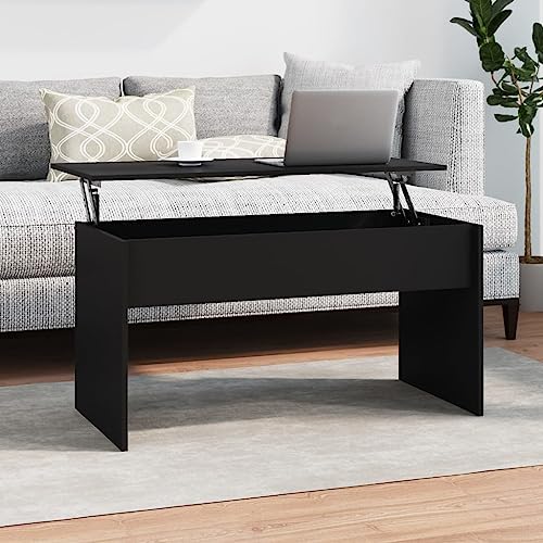 Table basse réglable en hauteur bois noir : la solution gain de place avec rangement