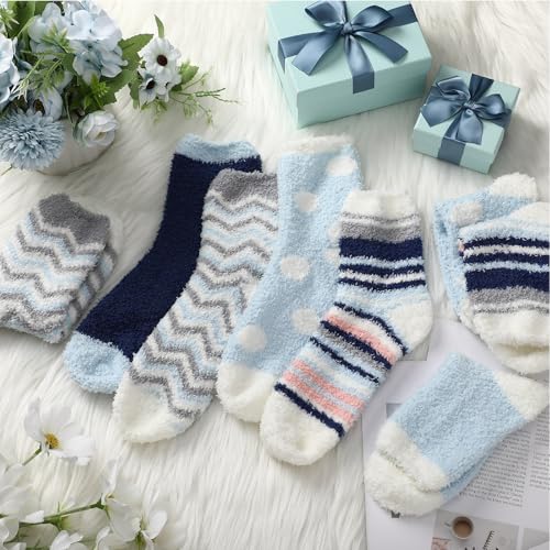 Image of Foaincore 10 Pairs Fuzzy Socks for Women Cozy Fluffy Warm Soft Slipper Socks Thick Winter Gifts for Adult Gifts