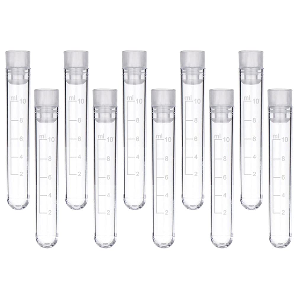 Leere Reagenzgläser transparent mit Deckeln, 50 Stück Reagenzgläser, klares Glas, Reagenzglas for Labor, wissenschaftliche Experimente, Badesalzbehälter, Aufbewahrung, 10 ml