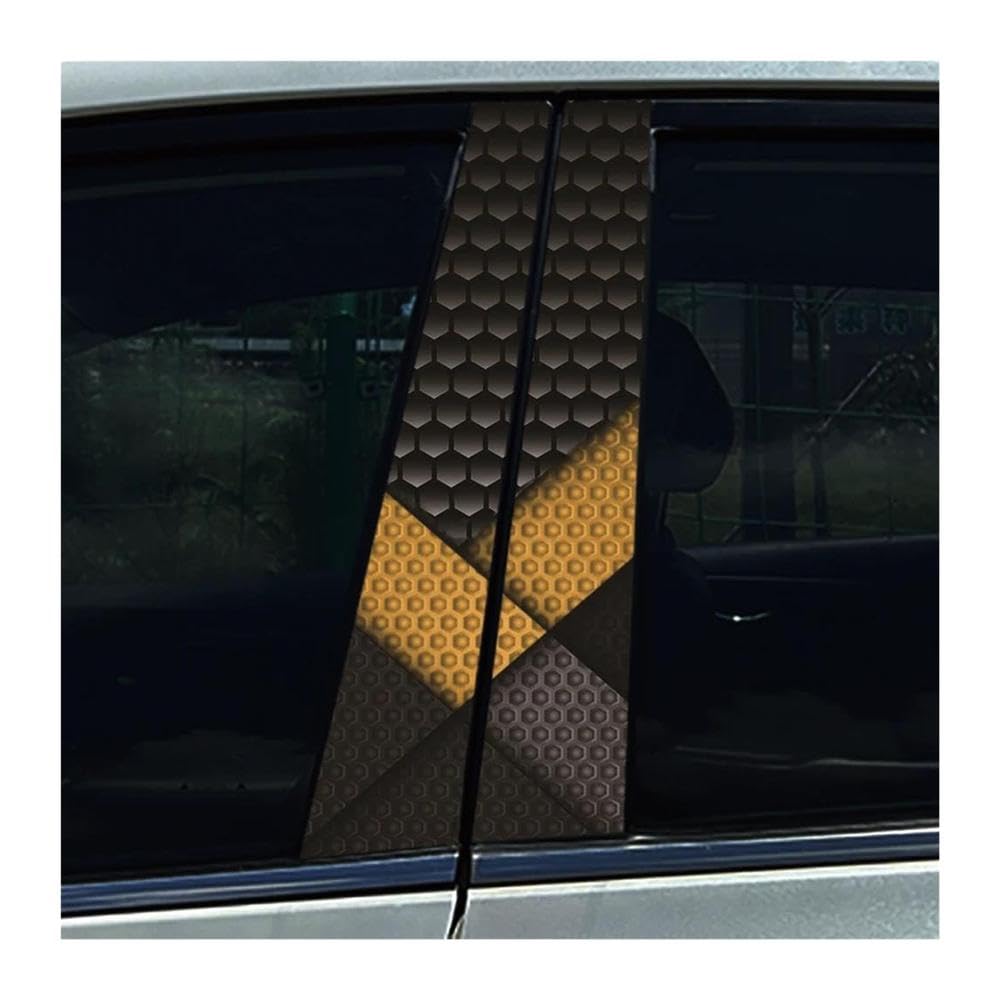 Body Parts 2pcs Auto Door Pillar Decals Red Black Honeycomb 3D Waterproof Car Center Column Stickers(Type A)