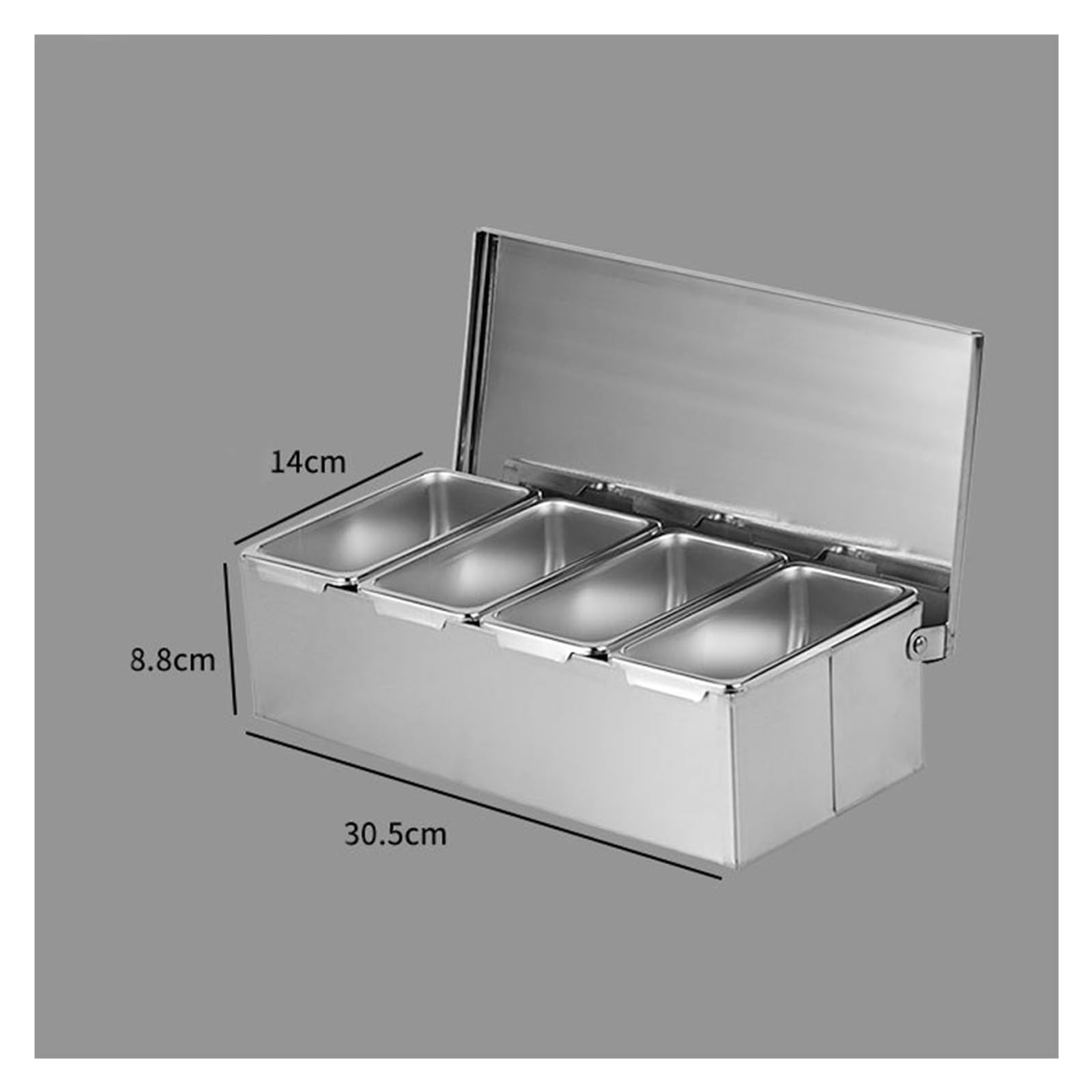 Scatola for condimenti in acciaio inossidabile con 4 scomparti, custodia for la conservazione in cucina