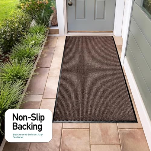 Image of MaxMat Extra Large Commercial Door Mat, Rubber Border Heavy Duty Door Mat, Waterproof, Low-Profile, Easy to Clean, Rubber Entry Mat. (Brown, 3 x 6 feet)