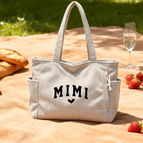 Bolso para mamá Tote de pana blanco miniatura 5