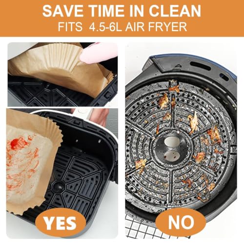 Image of Baking Paper for Hot Air Fryer, (Pack of 100) 20 cm, BPA-Free Airfryer Baking Paper, Square, Waterproof, Oil-Proof Parchment Paper, Liner, Airfryer Accessories